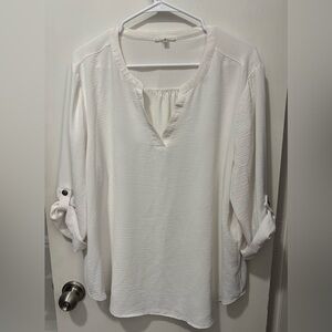 Maurices White Blouse with Roll-Up Sleeves
